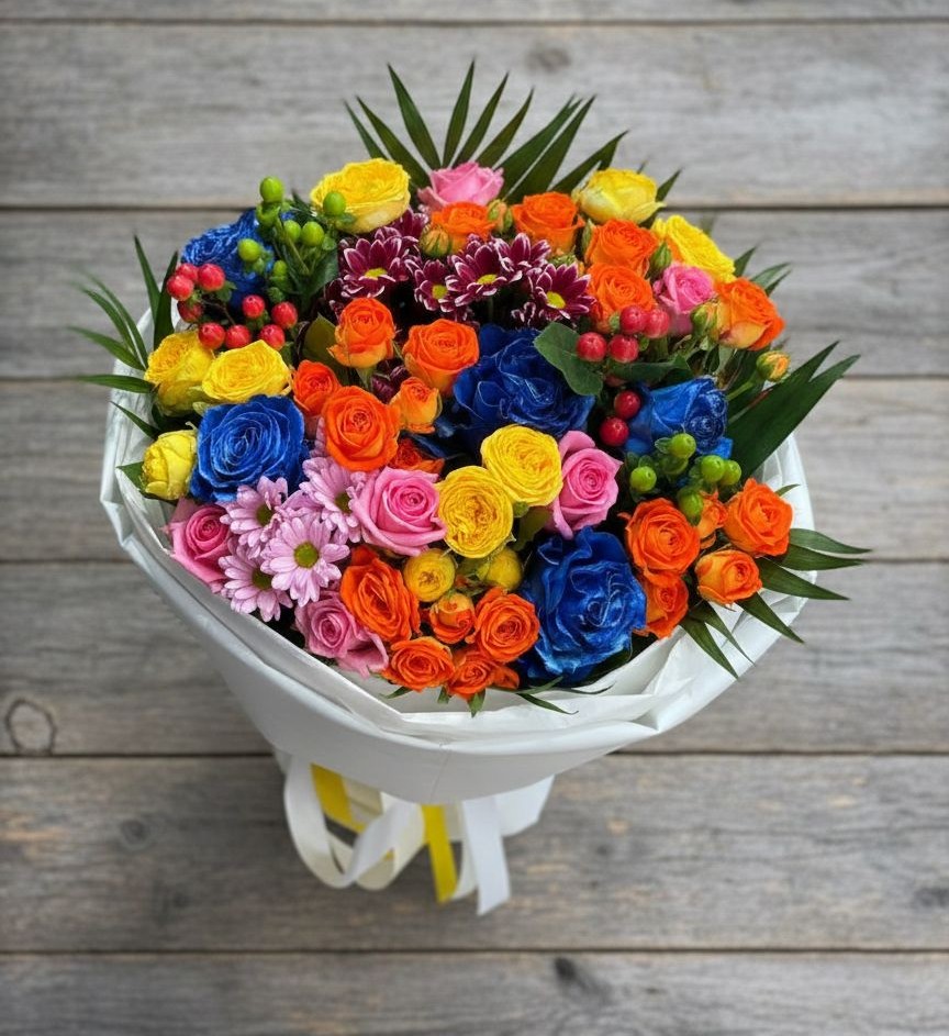 Букет цветов из: Розы и Хризантемы в Пустошу