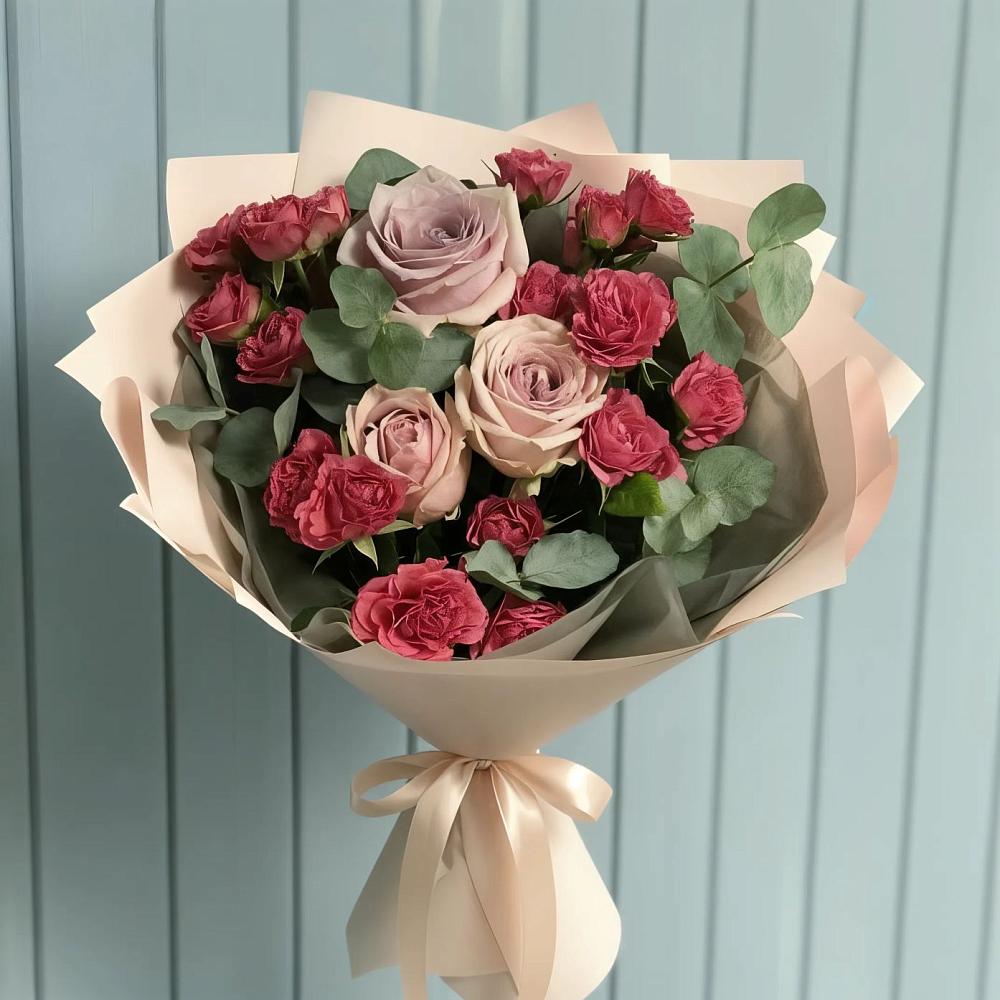 Букет цветов из: Гвоздики и Розы в Пустошу