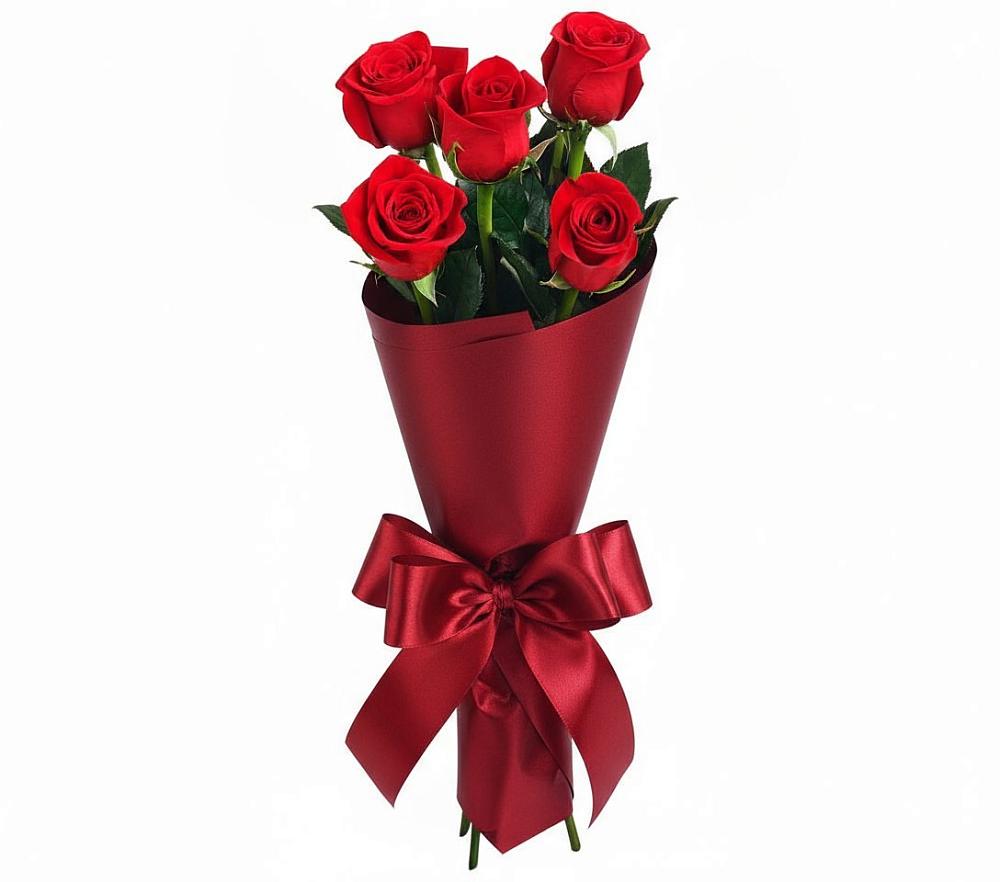 Букет 5 Красных роз Эдлесс Лав в Пустошу