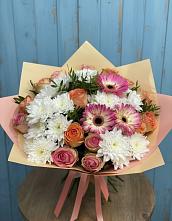 Букет цветов из:  Розы, Герберы и Хризантемы в Пустошу