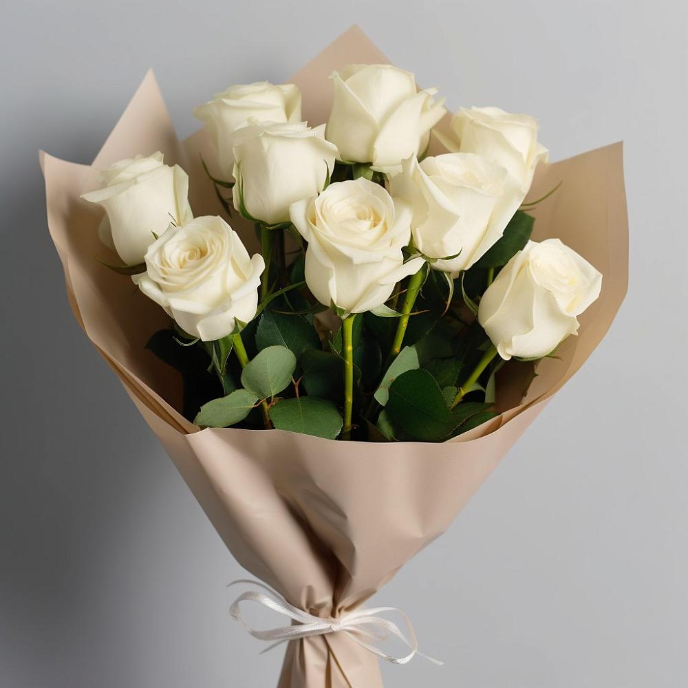 Букет 9 Белых роз Эдлесс Лав в Пустошу