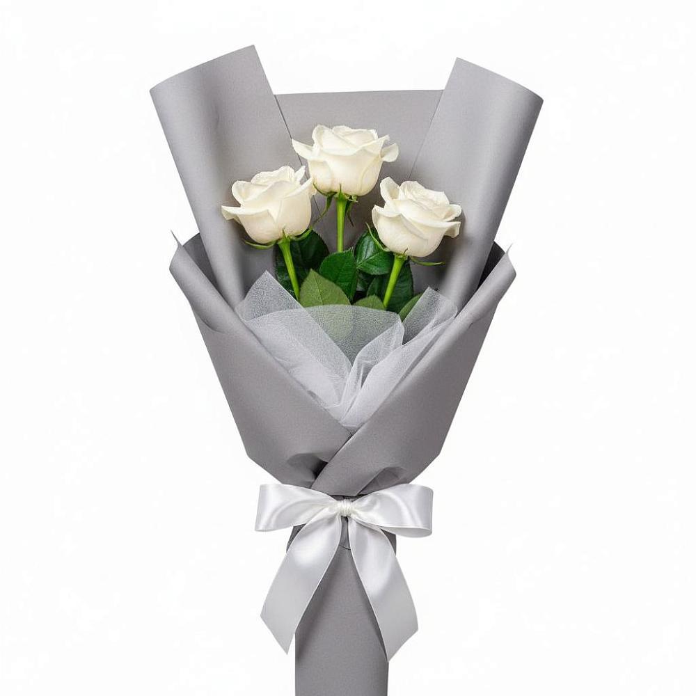 Букет 3 белые розы в Пустошу