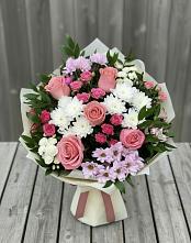 Букет цветов из:  Альстромерии, Гвоздики, Розы и Хризантемы в Пустошу