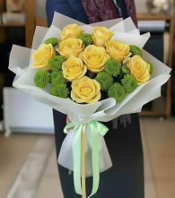 Букет цветов из:  Хризантемы и Розы в Пустошу