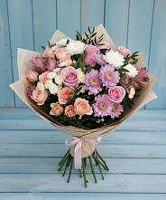 Букет цветов из:  Хризантемы, Розы и Альстромерии #REPLACE_PRED# Пустошу