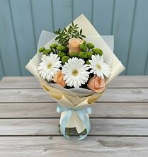 Букет цветов из:  Герберы, Розы и Хризантемы в Пустошу